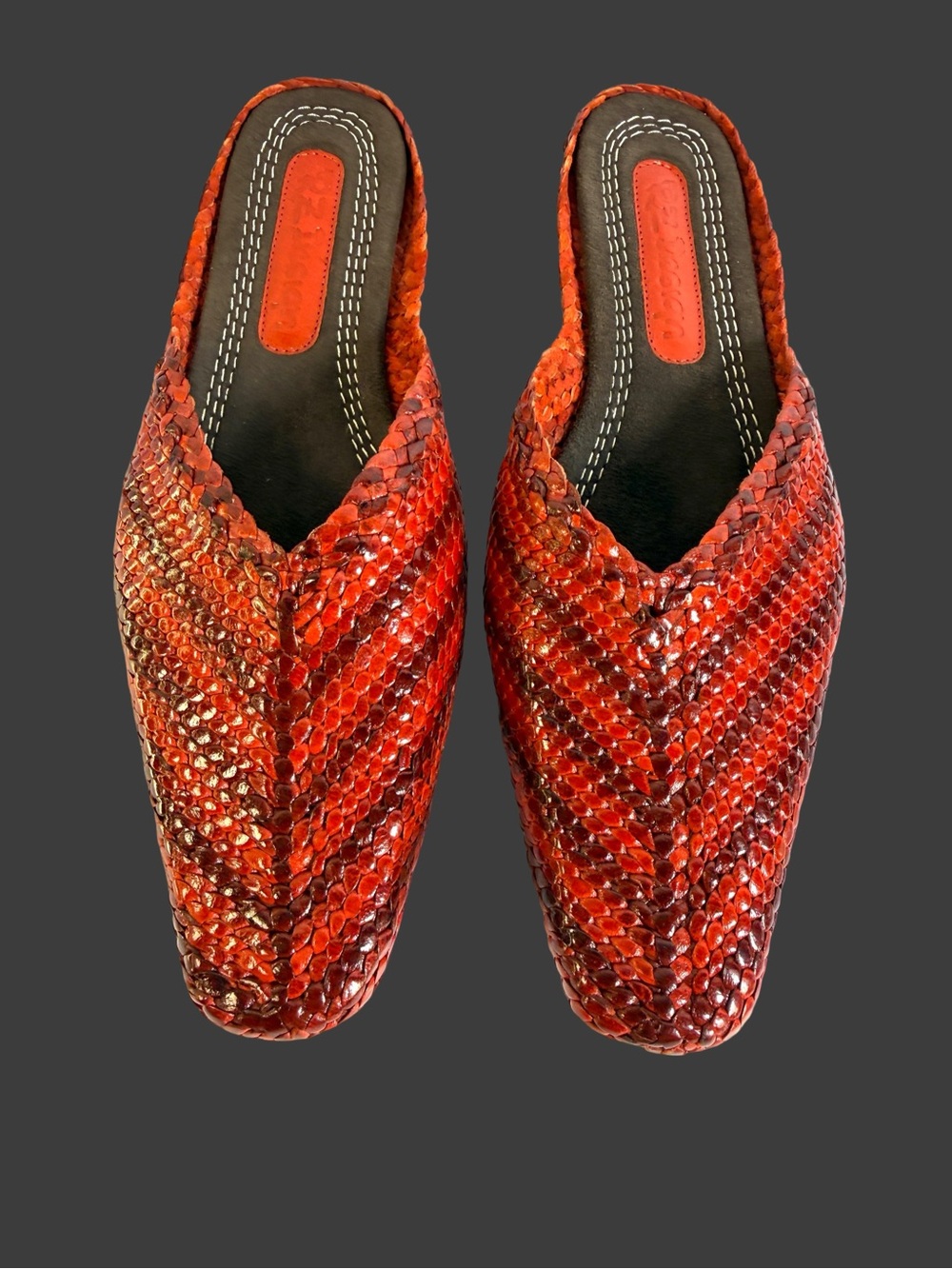 RZ Design Woven Red Slip-On Women's Mules